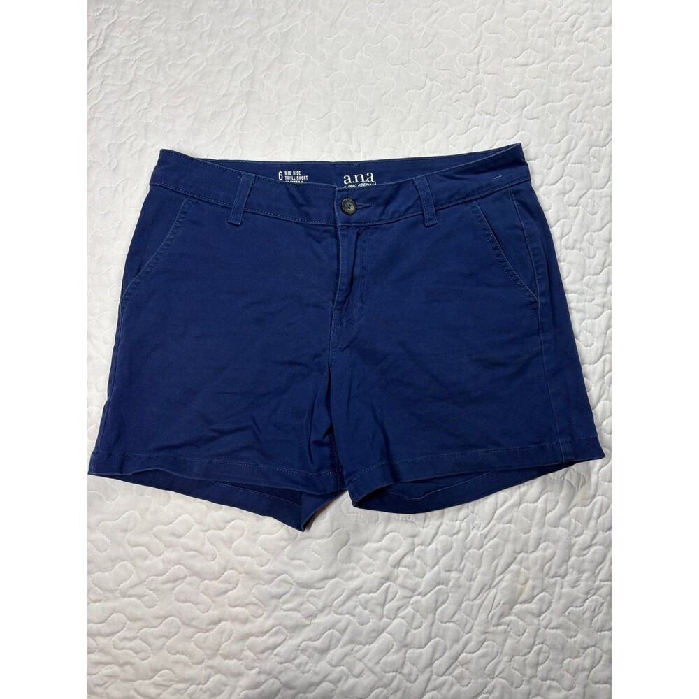 ANA A New Approach Navy Blue Midrise Twill Shorts 5” inseam size 6
